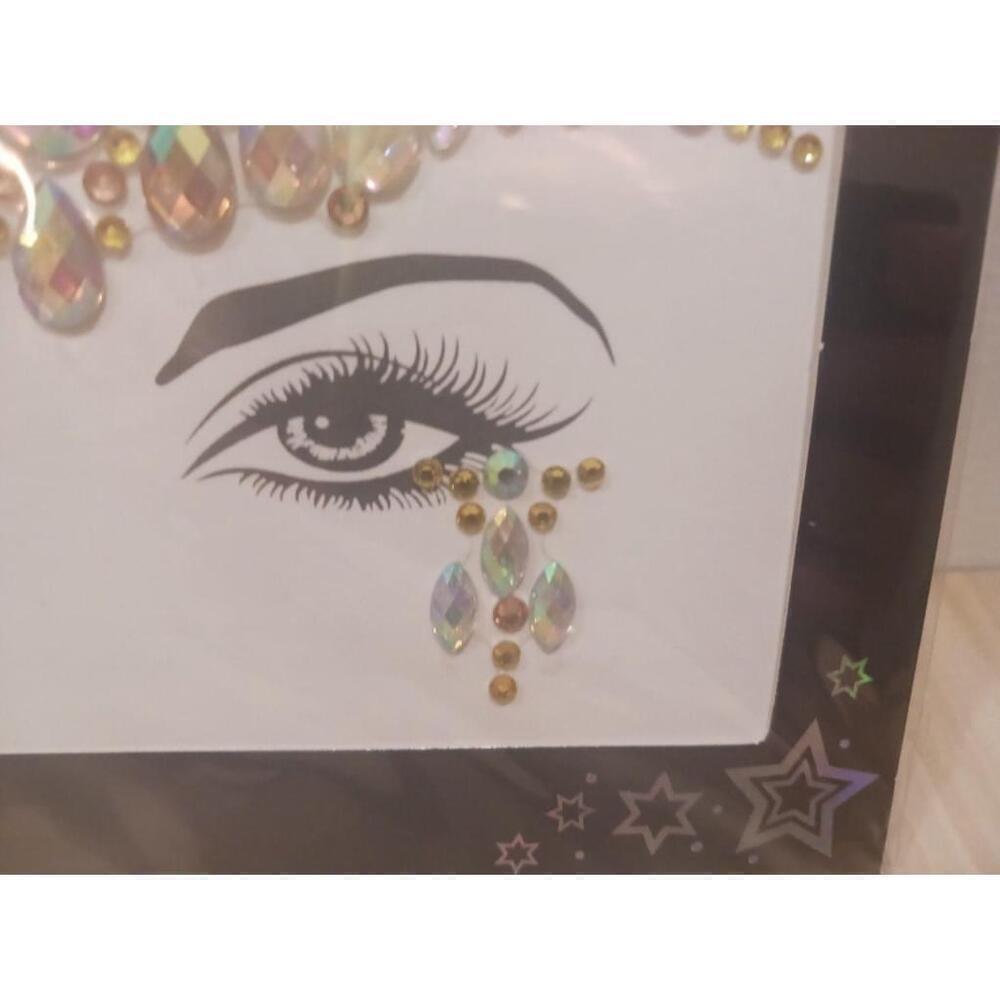 Party Joy Gold And Iridescent Face Jewels - Picture 5 of 6